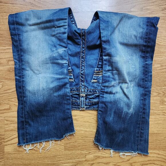 Big Star Liv Jeans Womens Size 29 Cut Off Cropped Low Rise Distressed Embroider - Picture 5 of 13